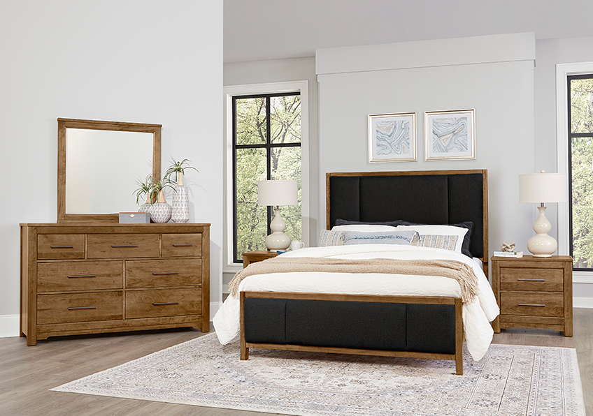 Upholstered Bed-Black Fab