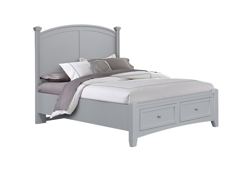 Queen & King Poster Storage Bed - Grey Finish