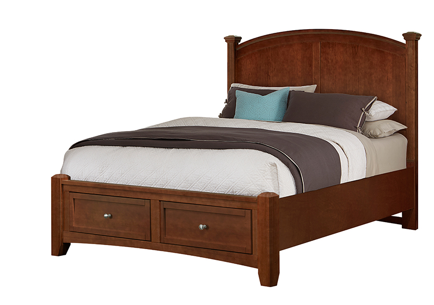 Queen, & King Poster Storage Bed - Cherry Finish